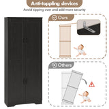 IDEALHOUSE Tall Pantry Cabinet, 60" Kitchen Pantry Storage Cabinet with 2 Doors and Adjustable Shelves, Freestanding Kitchen Cabinet, Cupboard for Dining Room, Bathroom, Living Room, Black IDEALHOUSE