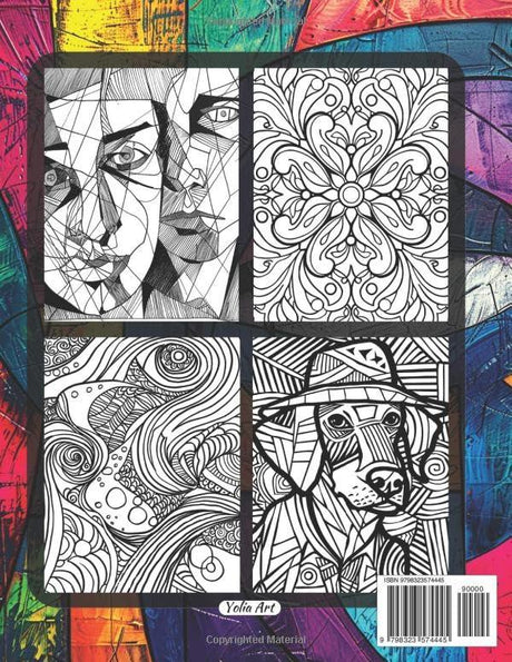 Abstract Coloring Book, Cubism, Mandalas, Patterns: 50 Unique Abstract Designs for Adults and Teens Majosta
