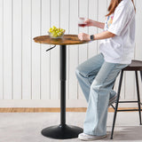 HOOBRO 2 Pcs Bar Table, Height-Adjustable Round Pub Table 27-35.4 Inches with Sturdy Base, Modern Style, Easy to Assemble, Suitable for Small Space, Rustic Brown and Black BF58BTP201G1 HOOBRO