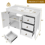 YITAHOME 42" Bathroom Vanity with Sink Set, Vintage Bathroom Cabinet Vanity with Resin Basin, Extra Large Storage with 2 Soft-Closing Doors & 3 Drawers, White YITAHOME