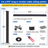 Muzata 13'-19'6" Complete Black Cable Railing Kit 36 Inch Cable Railing System for Decks with Post Handrail Length Adjustable Easy DIY with User Guide Complete Set RCS2 BH4S Muzata