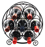 PAG 7 Bottles Freestanding Countertop Wine Rack, Metal Small Table Top Wine Rack, Drink Organizer Bottle Holder, Kitchen Organizers and Storage, Black PAG