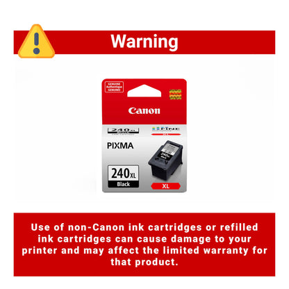 Canon PG-240 XL Genuine Black Ink Cartridge, Compatible with MG2120/3120/4120, MX512/432/472/372/392/522/532/452, MG2220/3220/4220/3520/3620, TS5120