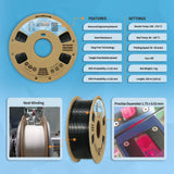 OVERTURE Tough PC Professional Filament, Cardboard Spool, 1kg(2.2lbs), Dimensional Accuracy Probability +/- 0.02mm, Fit Most FDM Printer (Black) OVERTURE