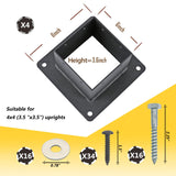 Voittozege 4 Pcs 4x4 Post Bracket Anchor Base, Deck Post Brackets Heavy Duty Wood Post Support Kit Black Powder Coated Heavy Fence Post for Wood Fence, Deck, Pergola and Mailbox Support Brackets Voittozege