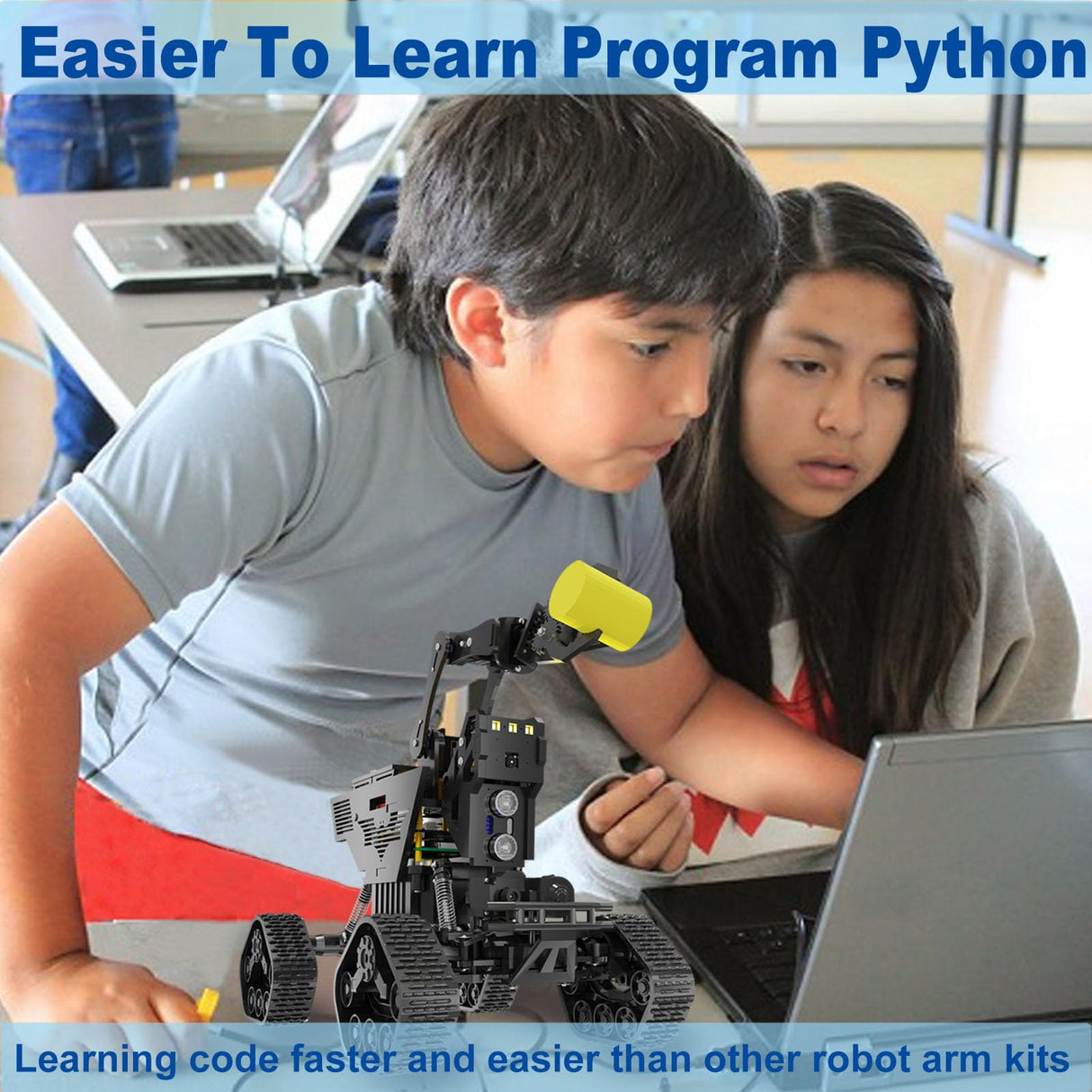 BLONWINER Robot Car Kit, 2 in 1 Smart Robotics Arm Building Toy for Raspberry Pi Python Coding, STEM Programming Tank Kits with Camera (Without RPi Board) BLONWINER