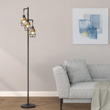 Oneach 68" Floor Lamps for Living Room, Stepless Dimmable Boho Floor Lamp with 3 Bulbs, Tall Farmhouse Industrial Corner Standing Tree Lamp for Bedroom, Office, Study Room, Dining Room, Black Oneach