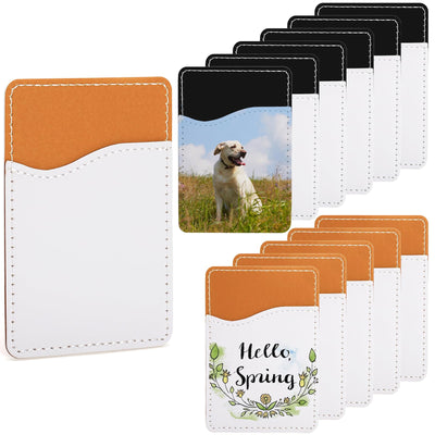 Nicunom 12 Pack Sublimation Blanks Phone Wallet, PU Leather Phone Card Holder for Back of Phone, DIY Blanks Credit Card Pocket for Phone Case, Stick on Wallet for Cell Phone