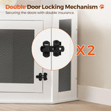 MAHANCRIS Corner Dog Crate Furniture, Wooden Dog Kennel End Table, Decorative Pet Crate Indoor Use, Furniture Style Dog House for Small Medium Dog, Dog Cage TV Stand, White and Black DCWT0801 MAHANCRIS