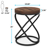 Tribesigns Round End Table, 26 Inches Nightstands Sofa Side Table with Double X-Shaped Ring Unique Design for Livingroom Bedroom (1, Brown) Tribesigns