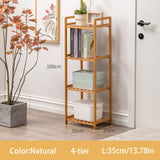 MCBAOB Bamboo Shelf, 4-Tier Bookcase Storage Shelves, Small Book Rack Shelving Unit, Multipurpose Storage Display Shelf for Bathroom Kitchen Living Room Office, 25W x 35D x 100H (4-Tier Natural) MCBAOB