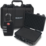 REBUST Lockable Gun Case- TSA Approved Firearm Travel Case with FREE TSA Lock- Hard Gun Safe for Handgun, Pistol, Revolver- Waterproof, Shockproof Gun Storage & Gun Carrying Case- 12.6x9.41x4.43 inch REBUST