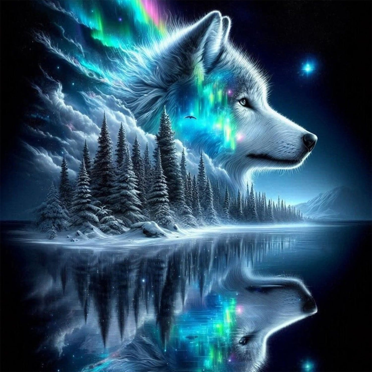 NWQZBYHT Forest Wolf Diamond Art Kits for Adults,5D Diamond Painting Kits for Adults,Round Full Drill Diamond Dots Gem Painting Kits for Beginner Picture Crafts Home Wall Decor 13.78x13.78 Inch NWQZBYHT