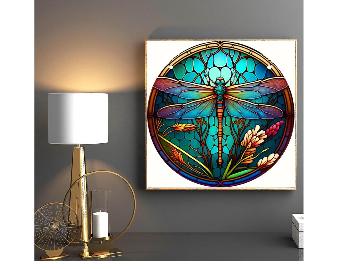 EIBEILI Dragonfly Diamond Art Painting Kits for Adults - Full Drill Diamond Paintings for Beginners, Round 5D Paint with Diamonds Pictures Gem Art Painting Kits DIY Adult Crafts Kits 12x12inch EIBEILI