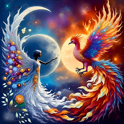 uuxsretaio Diamond Art Kits for Adults, Phoenix Diamond Painting Kits for Adults, DIY 5D Diamond Dots Art Kits,Full Drill Paint with Diamonds, Gem Arts and Crafts for Home Wall Decor 13.7x13.7 Inch