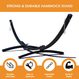 Lazy Daze Hammocks Metal Arc Hammock Stand with Chains Fit 9-11 FT Hammocks, 2-Person Weather-Resistant Steel Curved Heavy Duty Hammock Stand 500 LB Capacity for Outdoor, Black Lazy Daze Hammocks