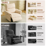 Rhevoy Oversized Power Recliner Chair Swivel Glider with Massage and Heat, Rocker Nursery Recliner for Adults with Adjustable Headrest, 26" Extra Wide Nursery Chair with Overstuffed Armrest,Beige Rhevoy