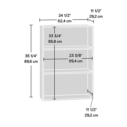 Sauder Beginnings 3-Shelf Bookcase in Silver Sycamore Finish - WoodArtSupply