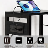 YAKANJ End Table with LED Light,Record Player Stand with Charging Station,Vinyl Records Storage,Turntable Stand Albums Storage for Music Room Studio-Industry Black YAKANJ