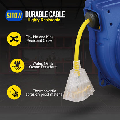 Goodyear Extension Cord Reels (12AWG x 40 FT (SJTOW Cable) w/LED Light-Up Tap) - WoodArtSupply