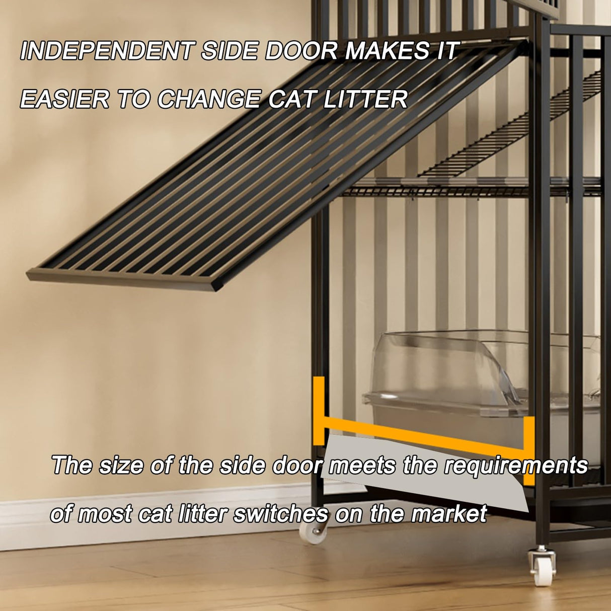 HARELA Catio Cat Enclosures Outdoor for Cats, Balcony Cat Playpen with Platforms, Wheels and Removing Tray, Ideal for Safe Play and Relaxation, for Cat Activity, for 1-3 Cats(White), 85*60*147cm HARELA