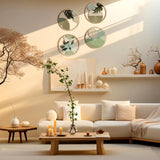 Qunclay 4 Pcs Boho Wall Art Wooden Bohemian Wall Decor Hanging Art Nursery Wall Decor Farmhouse Geometric Hanging Decor 10 Inch Aesthetic Wood Minimalist Wall Art for Apartment Bedroom (Elegant) Qunclay