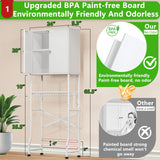 Over The Toilet Storage Cabinet - 2-Door Design Bathroom Organizers Shelf, Freestanding Space-Saver Above Toilet Storage Cabinet with Privacy Protection Rack, Water-Resistant Toilet Shelves (White) Mlinavn