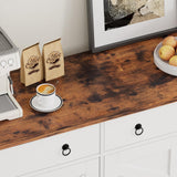 SYESWAY Buffet Cabinet with Storage, 55”Large Coffee Bar Cabinet with 2 Drawers and 4 Barn Doors, Adjustable Shelf, Modern Farmhouse Sideboard Buffet for Kitchen, Living Room, White SYESWAY