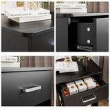 FOTOSOK Nightstand, Set of 2, 2-Tier Side Table with Drawer and Storage Shelf, Bedside Table End Table, Modern Night Stand for Bedroom, Home Office,Black FOTOSOK
