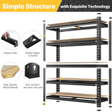 REIBII Set of 2 Garage Shelving, 2000LBS Adjustable Metal Shelving, 5 Tier Storage Shelves for Garage, Pantry, Kitchen, Basement 71.5" H x 35.5" W x 11.8" D REIBII