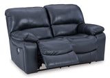 Signature Design by Ashley Leesworth Modern Power Reclining Loveseat with USB Charging Ports, Blue Signature Design by Ashley