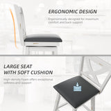 Swivel Bar Stools Set of 2, Swivel Barstools with Solid Footrest & Faux Leather Upholstered Seat, Island Chairs with Back for Kitchen, Dining Room (Antique White) (24-inch) Buytime