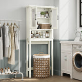 Baztin Over The Toilet Storage Cabinet, Over Toilet Bathroom Organizer with Doors and Adjustable Shelf, Thicken Frame Above Toilet Storage Cabinet Behind Toilet Bathroom Organizer, Cream White Baztin