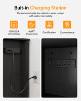 FILKO 40-50 Gallon Fish Tank Stand: Sturdy Aquarium Stand with Storage for 40-50 Gallon Fish Tank - Metal Terrarium Table Cabinet with Power Outlet for Reptile Turtle (40-50 gallon) FILKO