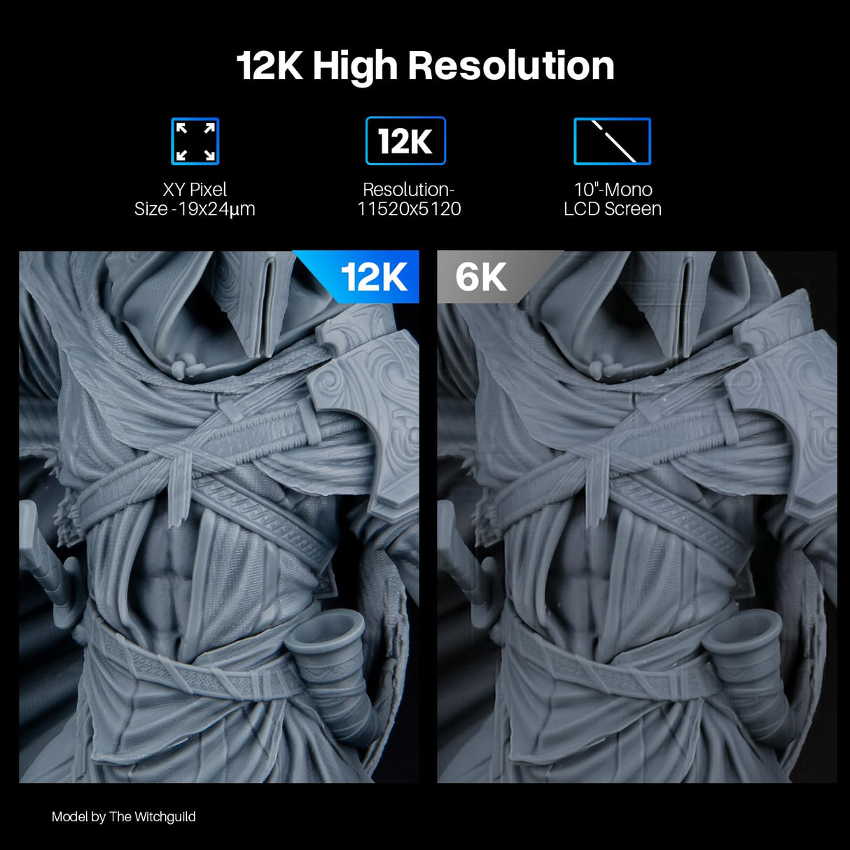 ELEGOO Saturn 4 Resin MSLA 3D Printer, 10" 12K HD Mono LCD, Smart Automatic Leveling, Intelligent Detection with High Temp Protection, Large Printing Size of 218x122x220 mm³ ELEGOO