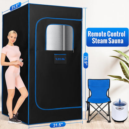 X-Vcak Sauna Box, Portable Sauna, Steam Sauna for Home with 3L Steamer, Remote Control, Folding Chair, 31.5”x 31.5”x 70.9”