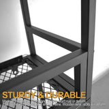 Large Heavy Duty 47in Wine Rack with LED Wall Mounted Bottle Glass Holder Under Shelf, 3-Tiers Liquor Floating Shelves Display Storage Organizer Hanging Long Stemware Goblet Metal for Home Bar GWLQRTXV