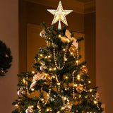 Brizled Star Christmas Tree Topper, 8" Glittered Hollow-Out Tree top Star, Double-Sided 3D Tree Topper with 10 Lights, UL Certified Lighted Xmas Tree Topper for Holiday Christmas Tree Decor, Silver Brizled