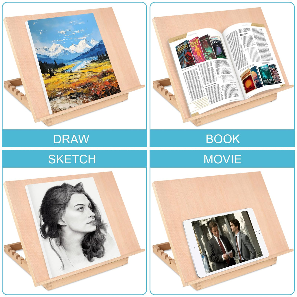 Drafting Table Easel Drawing and Sketching Board, Easel for Painting, Adjustable Angle Art Easel for Artists, Children, Beginners & Student. HXSEMAYIG