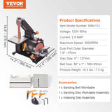 VEVOR 1 x 30 Inch Belt Sander with 5 Inch Disc Sander, Powerful Bench Sander with 2.5A Induction Motor for Woodworking VEVOR