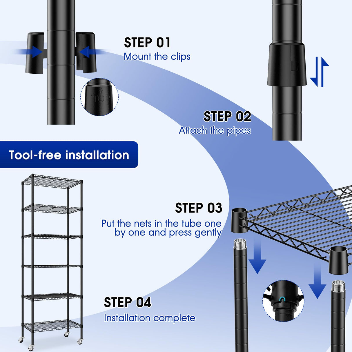 Homtell Adjustable 6-Tier Heavy Duty Wire Shelving Rack, 14" D x 24" W x 71" H Storage Shelves with Wheels, 750 lbs Capacity Rolling Metal Shelving for Garage, Pantry, Kitchen, Closet Homtell