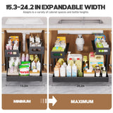 1 Pack Expandable Under Sink Organizers And Storage With Upgrade Ball-Bearing Slide Tracks,2-Tier Pull Out Under Cabinet Organizer Height Adjustable,Slide Out Under Sink Drawers-Black(Patent Pending) Biboraya