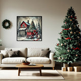 JYXSJYYD 5D DIY Christmas Diamond Art Kits for Adults,Winter House The Diamond Paintings Kits for Beginners,Paint by Diamonds Dot Full Drill Gem Art Crafts,Home Wall Decoration 13.8x13.8 inches. JYXSJYYD