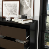 Modern 9 Drawer Wood Dresser for Bedroom, Large Floor Storage Drawer Cabinet Lateral Chest of Drawers Handle Free Organizer for Closet Living Room (Black, 9 Drawer) Panana