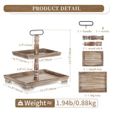 Hanobe Tiered Tray for Table Decor: 2 Tier Serving Stand Farmhouse Decorative Tray for Coffee Bar Centerpiece Rectangle Wood Display Stands Kitchen Counter Hanobe