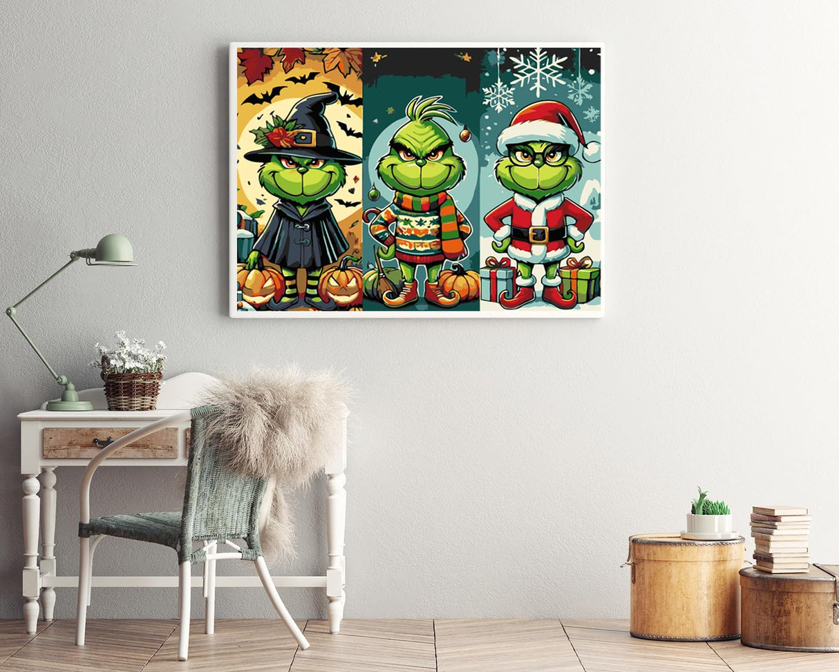 Christmas Paint by Numbers Kit for Adults Beginner,DIY Winter Painting by Numbers Kits,with 3 Brushes and Acrylic Paint(Without Frame), Home Wall Decor 12 x 16 in CZYWJMEI