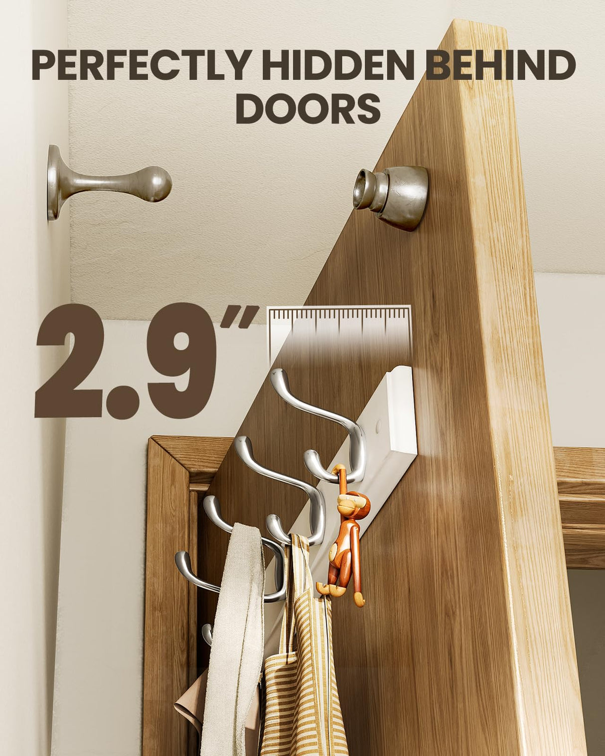 AMADA HOMEFURNISHING Coat Rack Wall Mount 2 Pack, Coat Hooks Wall Hooks Coat Hangers for Wall, Hat Racks Hooks for Hanging Coats Wall Mounted, White AMADA HOMEFURNISHING