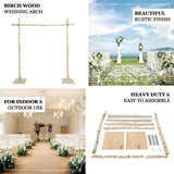 Efavormart 7.5ft Natural Birch Wood Square Wedding Arch, Rustic Arbor Photography Backdrop Stand Efavormart.com