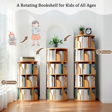 Corner Bookshelf and Bookcase, 61.81" H 5-Tier Rotating Bookshelf 360°, Book Shelf Narrow Tall Bookcase, Floor Standing Bookcases Storage Rack for Living Room, Office, Bedroom WoodArtSupply