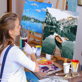Artunion Mountain Lake Boat Paint by Numbers for Adults Beginner, Landscape Paint by Number Kits, DIY Oil Painting Paint by Number Kits on Canvas Arts Craft for Home Wall Decor 16x20 Inch Artunion
